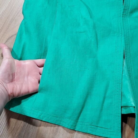 🔹️Talbots Green Linen Lightweight Open Front Blazer Size 14 - Picture 5 of 9